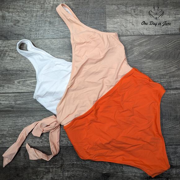 Felnart V Neck Colorblock One Piece Swimsuit Size L - Picture 6 of 6